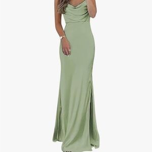 NWT sz 4 long formal dress prom wedding sage green